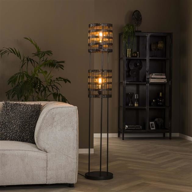 Lampada da terra Mori DH Interior Nero LxLxH 172x35x35 Nichel Foto atmosferica vista frontale
