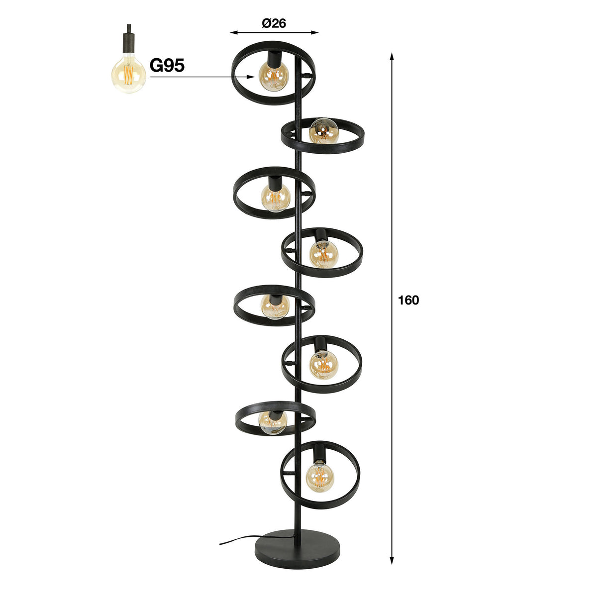 Lampada da terra Otan DH Interior Antracite LxLxH 153x44x18 Metallo Bianco foto dettaglio