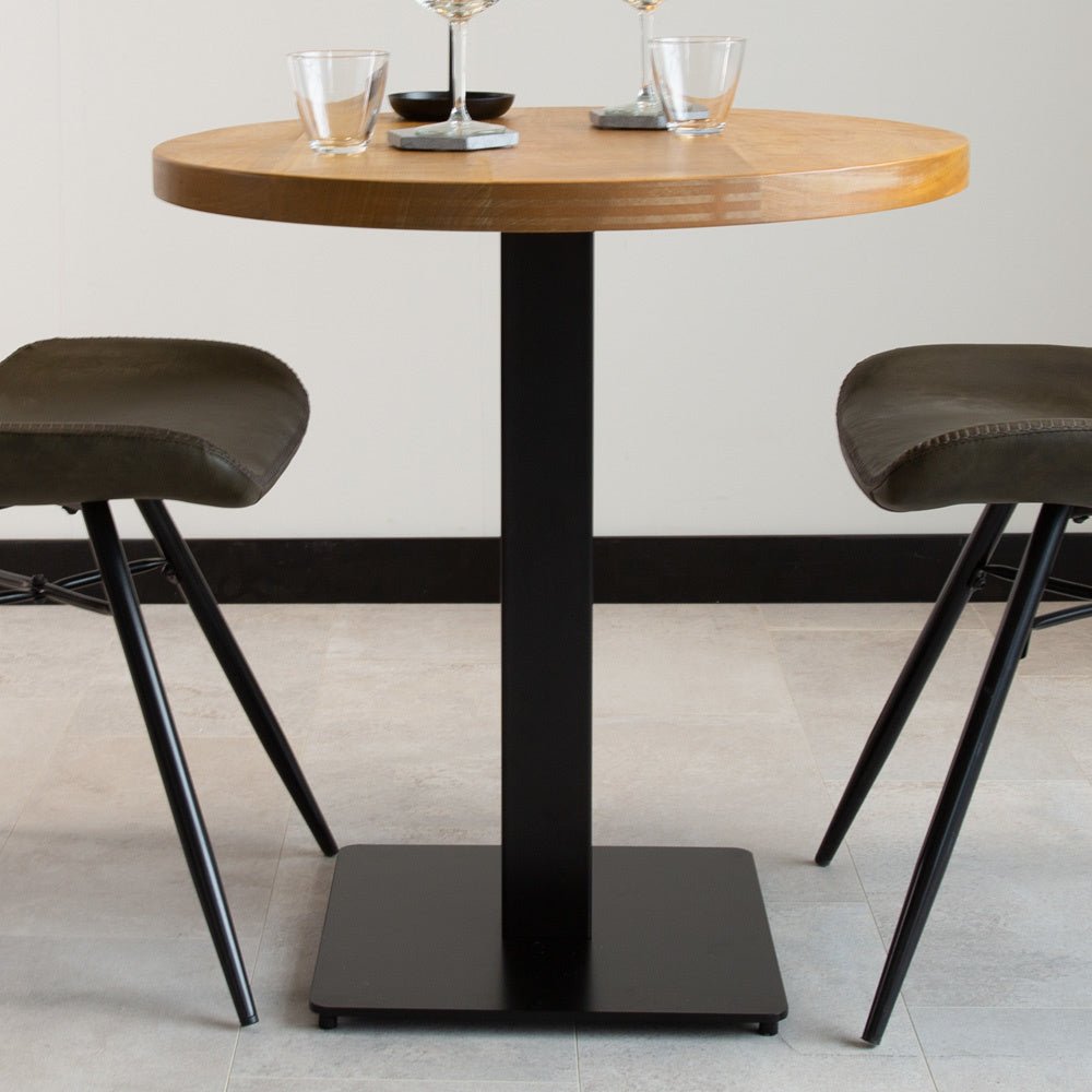 Tavolo da pranzo Tavolo da bistrot Rotondo Dimehouse Marrone LxPxA 77x77x7 Legno di mango Vista frontale della foto suggestiva