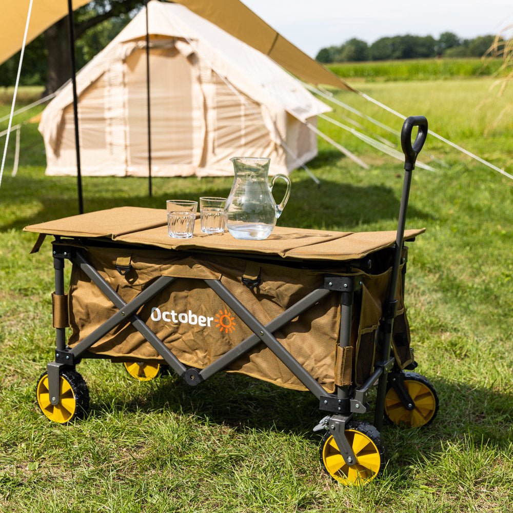 Carrello Carretto pieghevole marrone 90x50x55 cm Dimehouse Marrone LxPxH 75x28x28 Alluminio Foto atmosferica in situazione