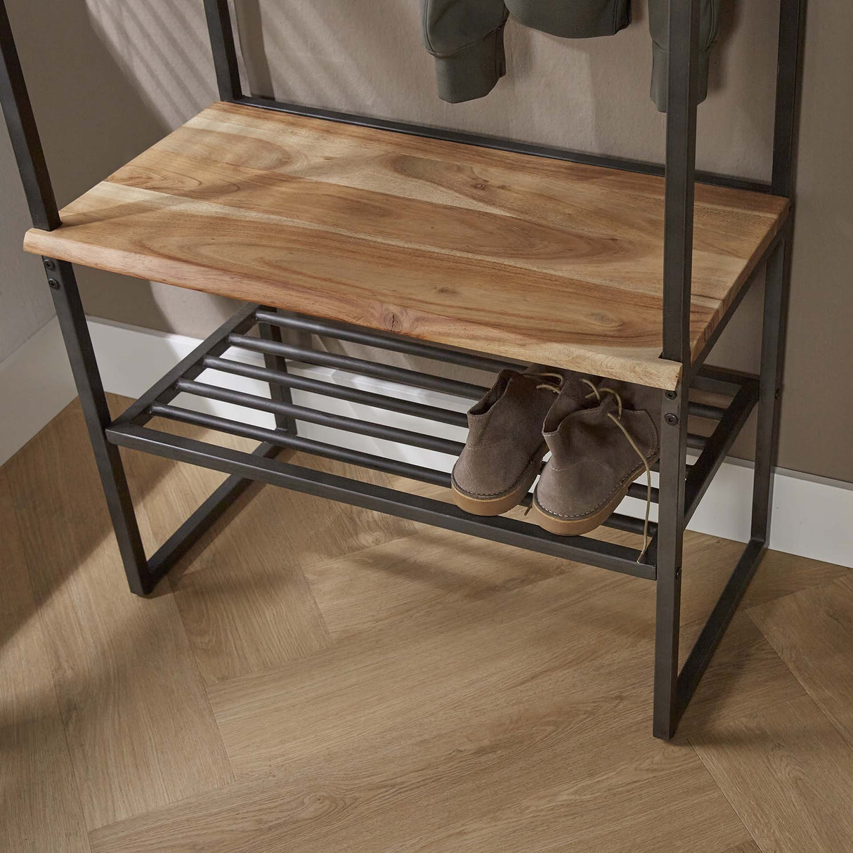 Appendiabiti Karl DH Interior Acacia LxLxH 182x70x35 Legno di acacia Atmosferica foto dettaglio