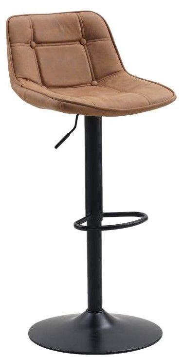 Sgabello da bar Keston Dimehouse Cognac LxPxH 82x52x39 Microfibra Bianco foto diagonale vista frontale
