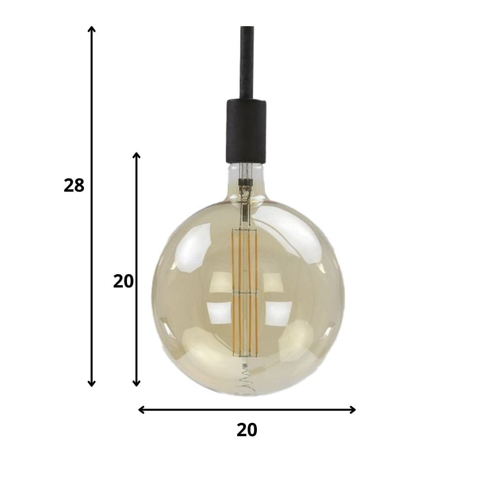 Sorgente luminosa Filamento LED Lampadina Ø9,5 DH Interno Vetro colore ambra LxPxH 15x10x10 Vetro colore ambra Indicazione dimensione foto bianca