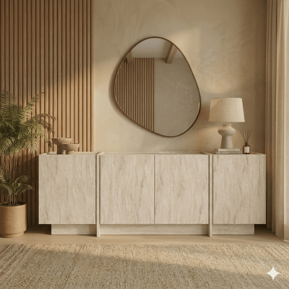 Credenza travertino nobilitato Lowen 180x45x80 cm