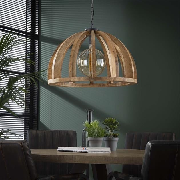Lampada a sospensione Madri DH Interior Mango LxLxH 69x69x50 Legno di mango Vista frontale della foto suggestiva