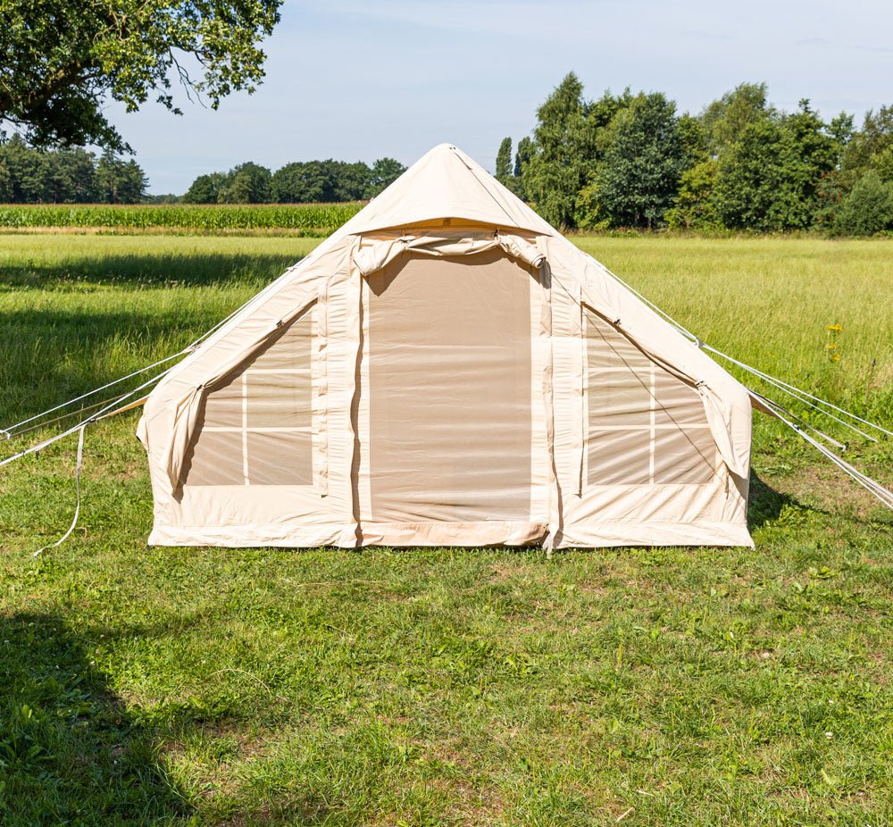 Tenda Quattro Persone Gonfiabile Beige 300x200x210 cm Dimehouse Beige LxPxA 75x48x38 Cotone Foto atmosferica vista frontale