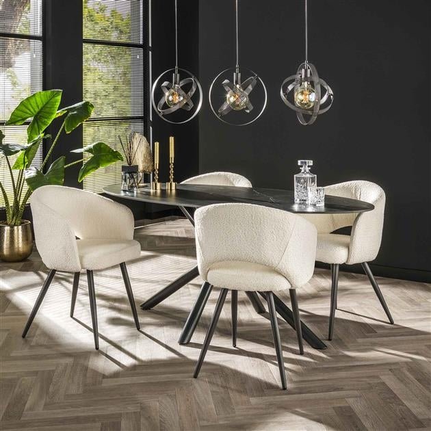 Tavolo da pranzo Sophie DH Interior Nero LxLxA 189x99x9 Ceramica Foto atmosferica vista frontale diagonale