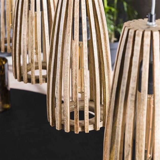 Lampada a sospensione Elias DH Interior Mango LxLxH 140x42x20 Legno di mango Dettaglio fotografico atmosferico