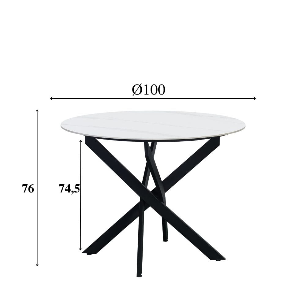 Tavolo da pranzo Vivian Bianco Dimehouse Bianco LxPxH 111x111x11 Pietra sinterizzata Indicazione dimensione foto bianca