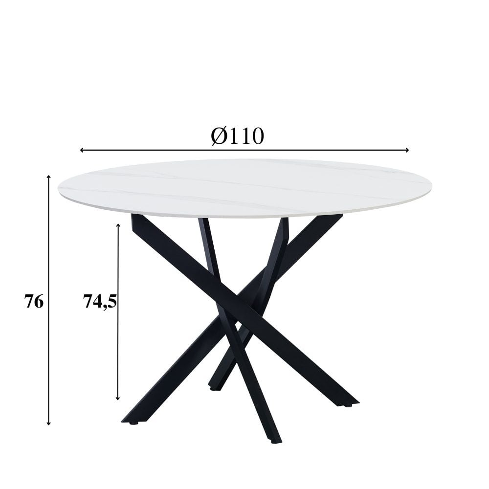 Tavolo da pranzo Vivian Bianco Dimehouse Bianco LxPxH 121x121x11 Pietra sinterizzata Indicazione dimensione foto bianca