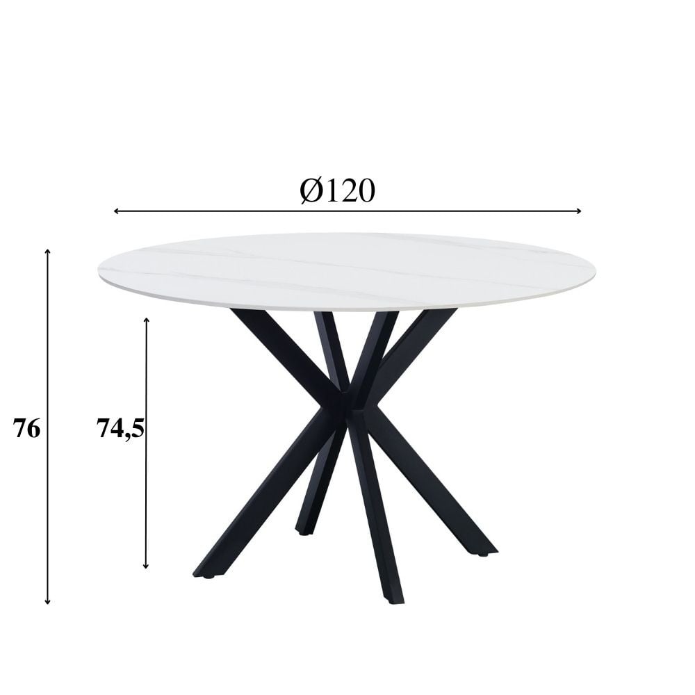 Tavolo da pranzo Yuna Bianco Dimehouse Bianco LxPxH 132x132x11 Pietra sinterizzata Indicazione dimensione foto bianca