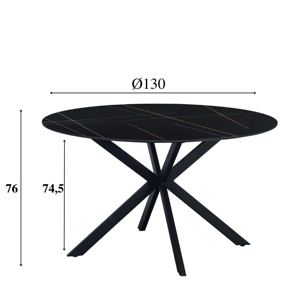 Tavolo da pranzo Yuna Nero Dimehouse Nero LxPxH 141x141x11 Pietra sinterizzata Indicazione dimensione foto bianca