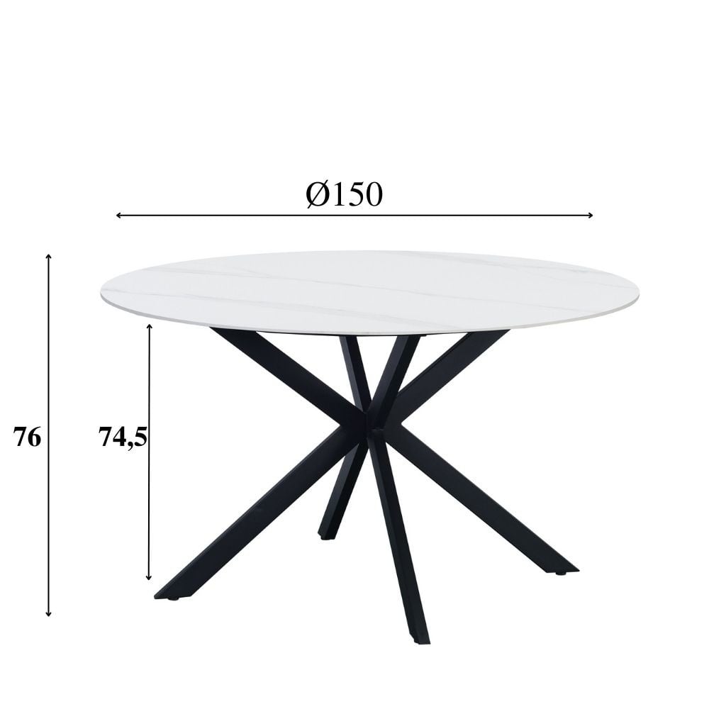 Tavolo da pranzo Yuna Bianco Dimehouse Bianco LxPxH 114x77x9 Pietra sinterizzata Indicazione dimensione foto bianca
