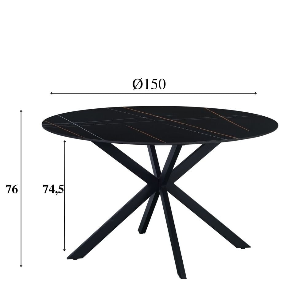 Tavolo da pranzo Yuna Nero Dimehouse Nero LxPxH 114x77x9 Pietra sinterizzata Indicazione dimensione foto bianca