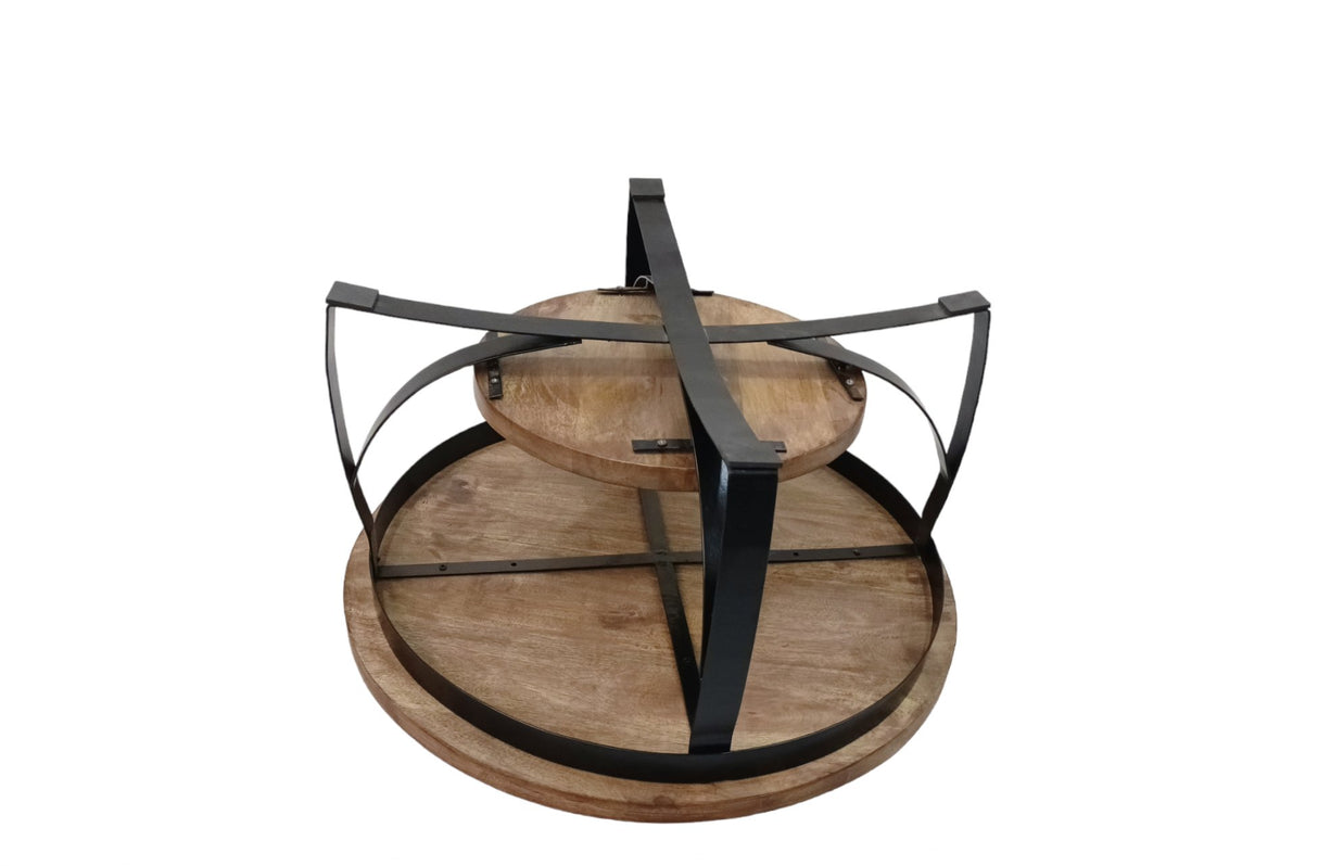 Tavolino Oxis Wood Dimehouse Marrone LxPxH 92x92x43 Legno di mango Vista posteriore obliqua della foto bianca