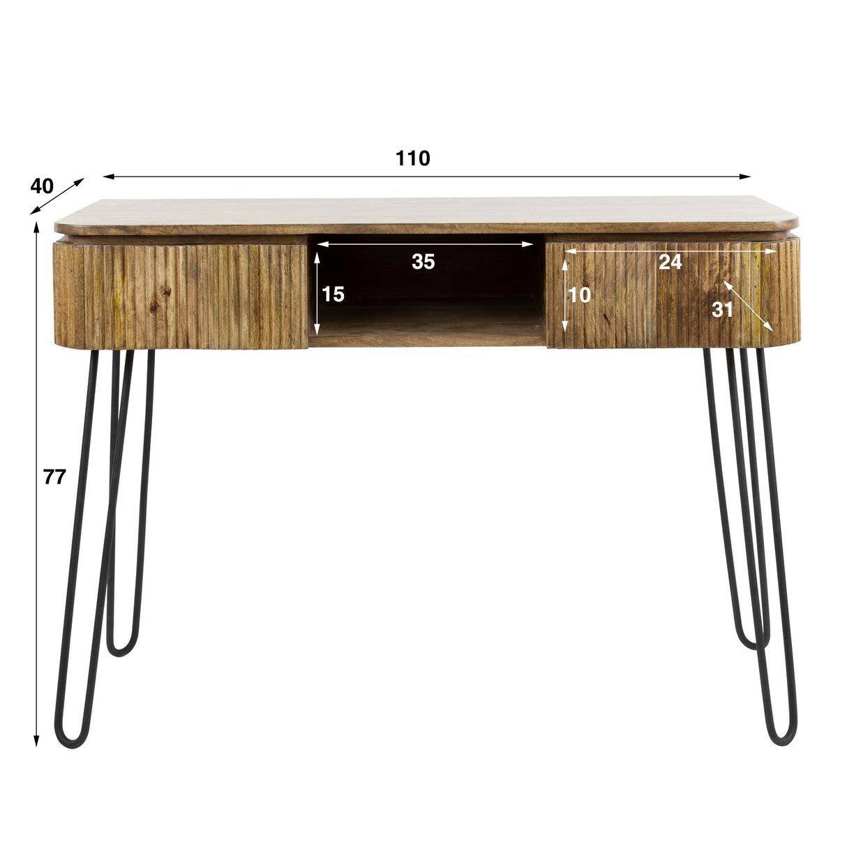 Toeletta Maria DH Interior Mango LxLxH 116x47x29 Legno di mango Indicazione della dimensione della foto in bianco