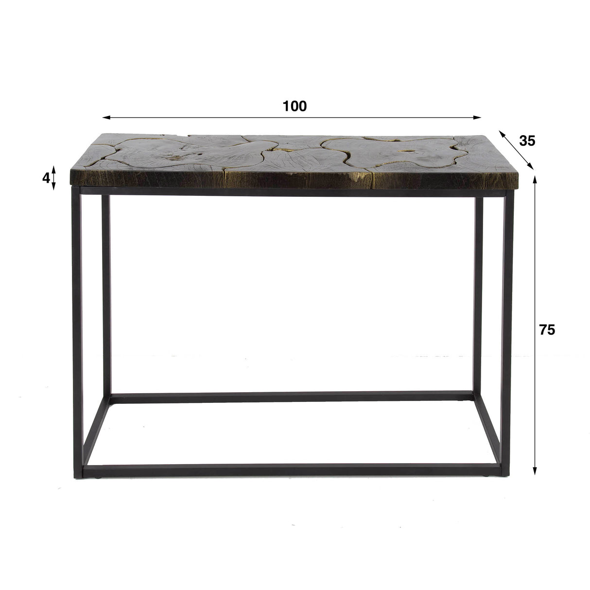 Toeletta Minette DH Interior Nero e oro LxPxA 104x40x13 Teak Bianco Indicazione dimensione foto
