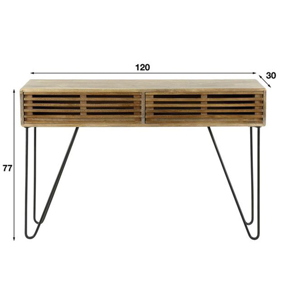 Toeletta Hans DH Interior Mango LxLxH 126x27x26 Legno di mango Indicazione della dimensione della foto in bianco