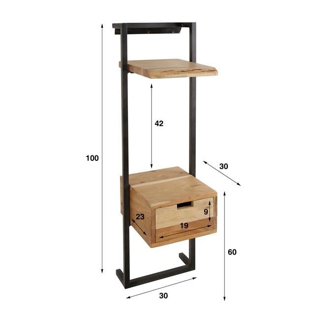 Comodino Naomi DH Interior Acacia LxPxH 103x35x20 Legno di acacia Bianco Indicazione dimensione foto