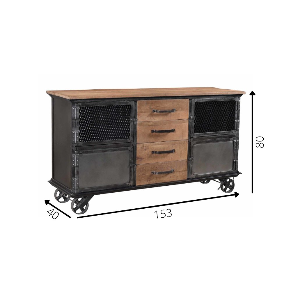 Credenza Bryce Dimehouse Marrone LxPxH 153x80x40 Legno di mango Indicazione della dimensione della foto in bianco