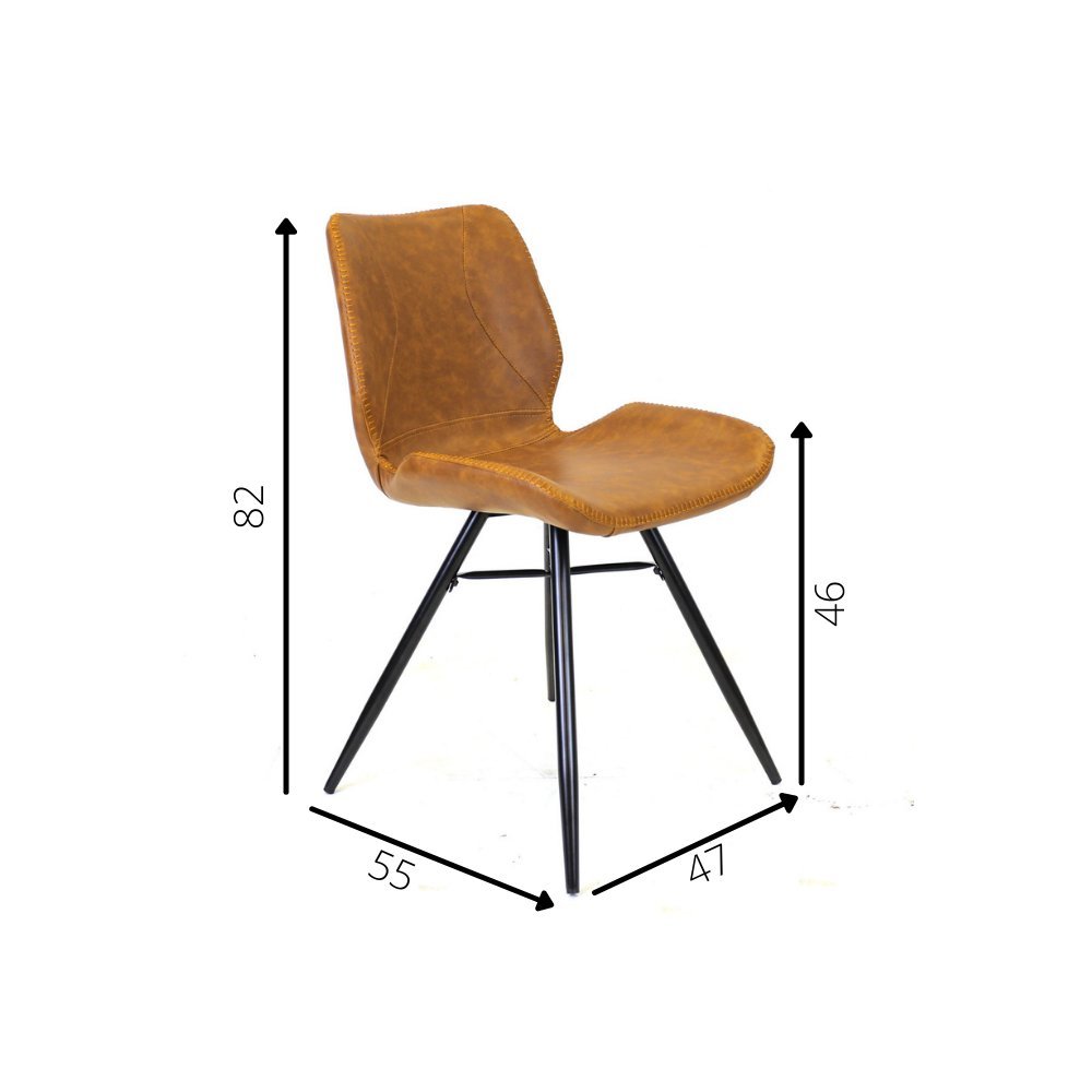 Sedia per sala da pranzo in pelle artificiale Beau Dimehouse Cognac LxPxH 72x68x50 Ecopelle Indicazione misura foto bianca
