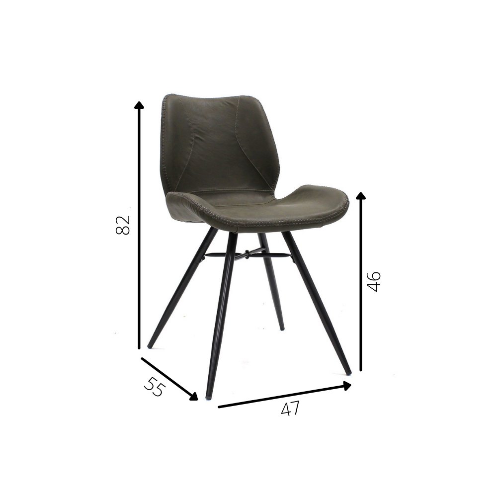 Sedia per sala da pranzo in pelle artificiale Beau Dimehouse Verde LxPxH 72x68x50 Ecopelle Indicazione dimensione foto bianca