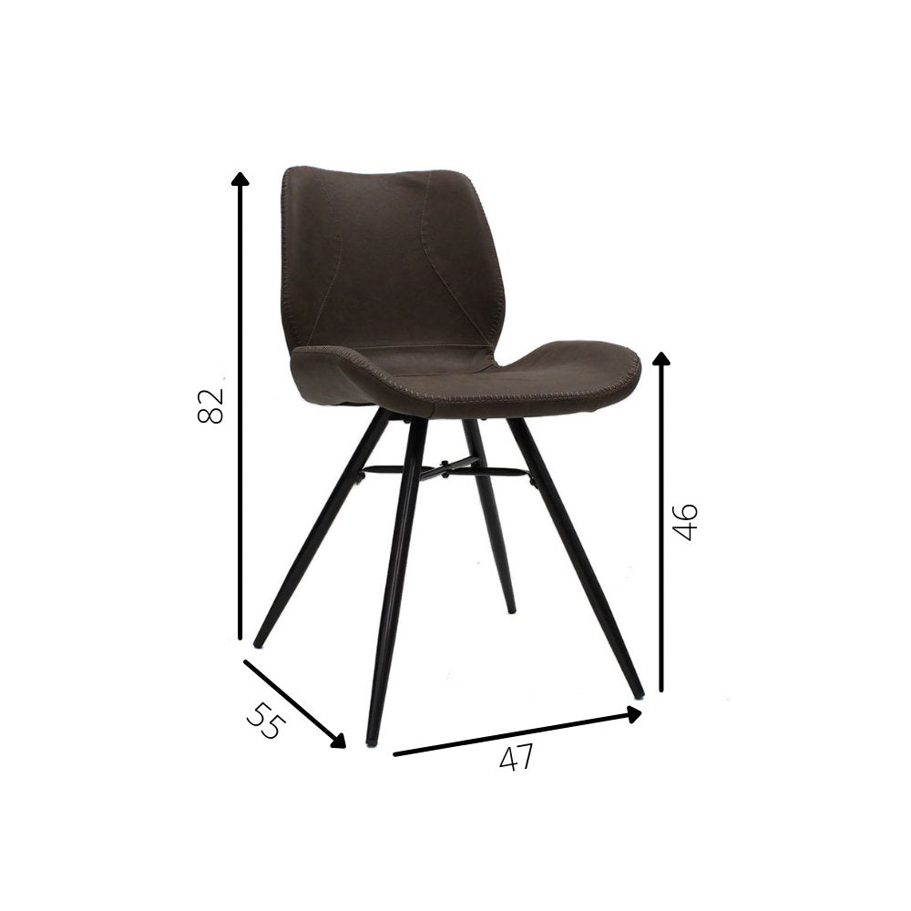 Sedia per sala da pranzo in pelle artificiale Beau Dimehouse Tortora LxPxH 72x68x50 Ecopelle Indicazione misura foto bianca