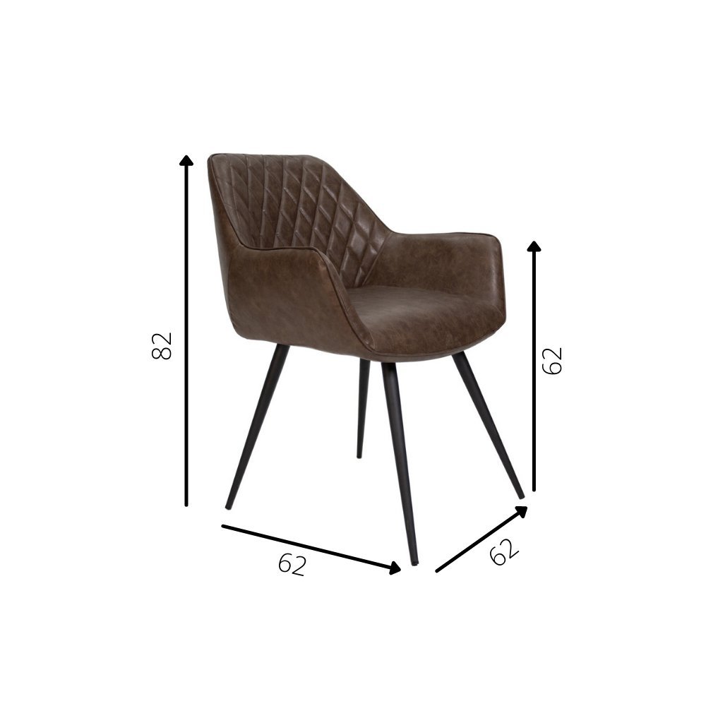 Sedia per sala da pranzo Cara Dimehouse Tortora LxPxH 78x65x57 Ecopelle Indicazione misura foto bianca