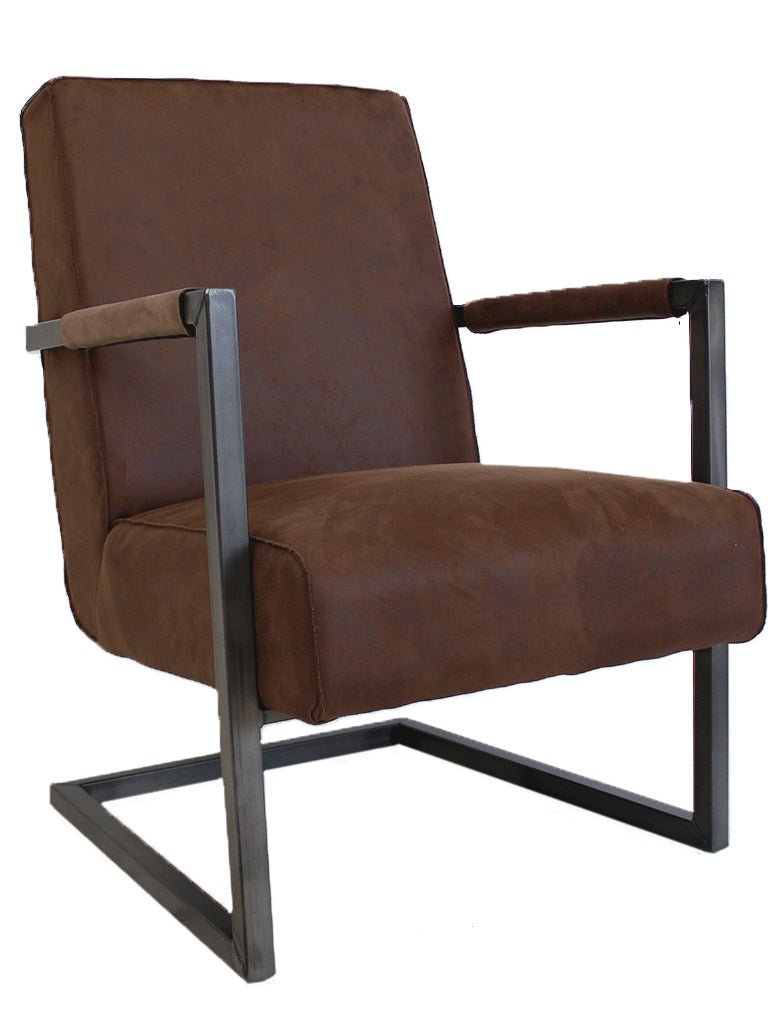 Poltrona Tigre Dimehouse Marrone LxPxH 69x58x41 Ecopelle Foto bianca vista diagonale frontale