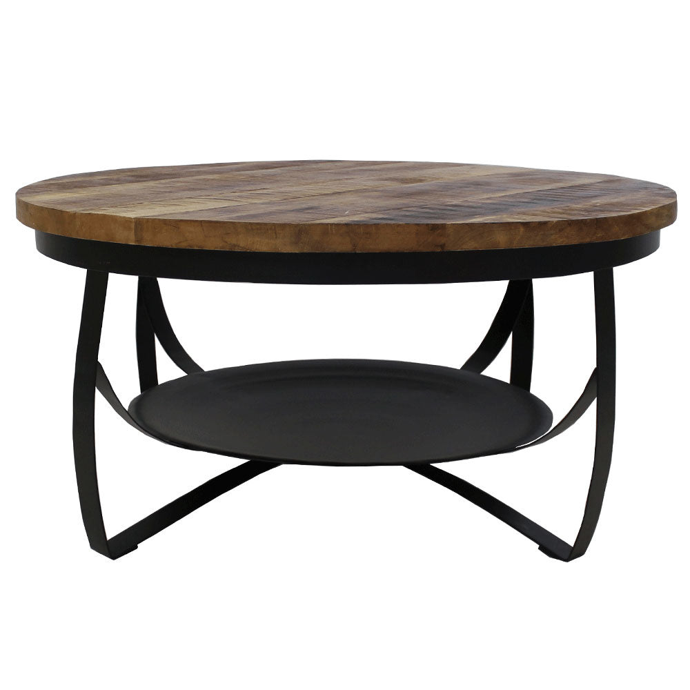 Tavolino Oxis Dimehouse Marrone LxPxH 92x92x43 Legno di mango Vista frontale della foto bianca