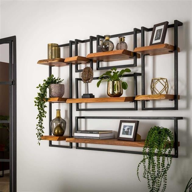 Mensola a muro Aberdeen DH Interior Acacia LxLxH 105x36x13 Legno di acacia Foto atmosferica vista frontale diagonale