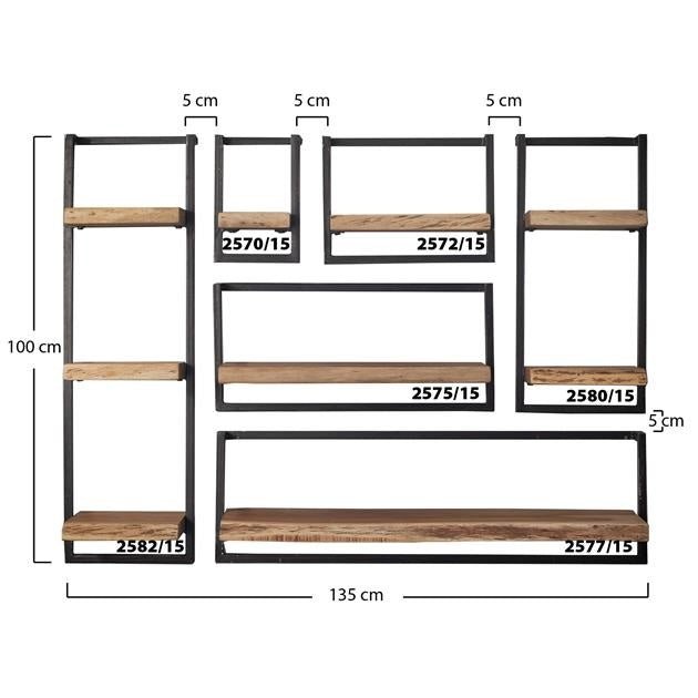 Mensola da parete Aberdeen DH Interior Acacia LxLxH 105x36x13 Legno di acacia Bianco Indicazione dimensione foto