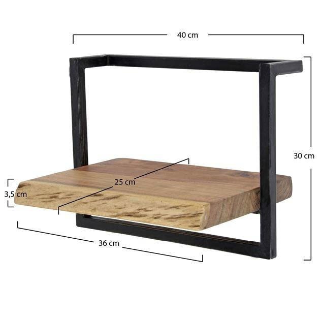 Mensola da parete Aberdeen DH Interior Acacia LxLxH 41x33x12 Legno di acacia Bianco Indicazione dimensione foto