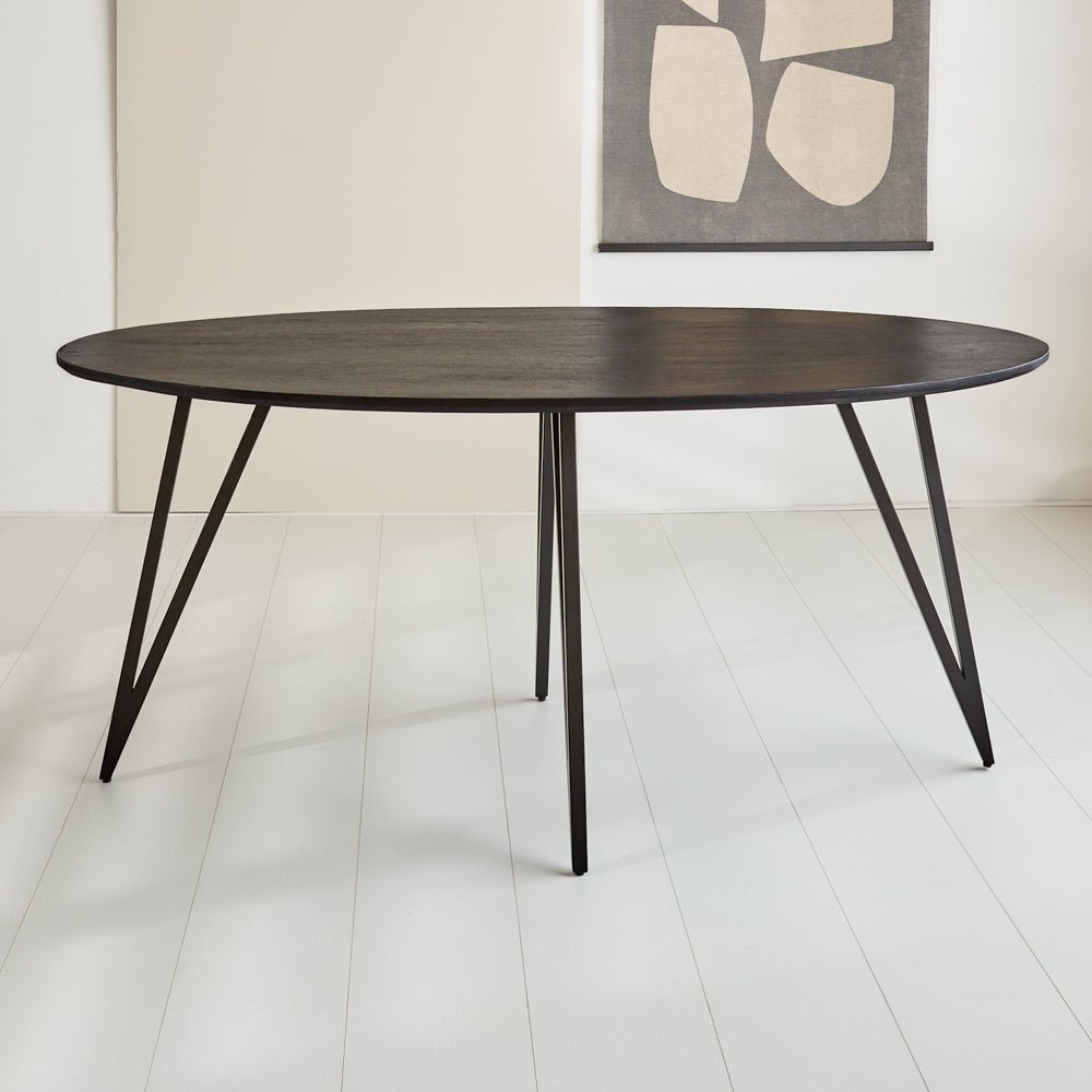 Tavolo da pranzo Cesare Dimehouse Nero LxPxA 195x105x9 Legno di mango Vista frontale della foto suggestiva