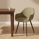 Eetkamerstoelen - Moderne Eetkamerstoel Remy Ribstof Groen - Met Armleuningen - Dimehouse