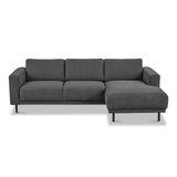 Divano angolare moderno con Chaise Longue Tessuto Antracite Aniko destra 238x142x78 cm