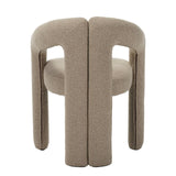 Eetkamerstoelen - Design Eetkamerstoel Zandkleur Bouclé Maro - Volledig Stof - Dimehouse