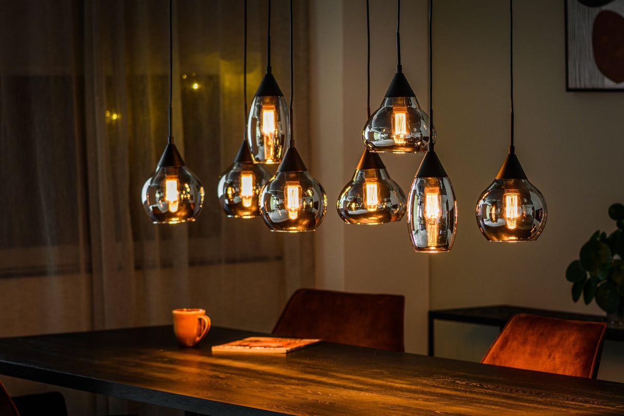Hanglampen - Glazen Hanglamp Kesi 8 - lichts Smoke Glas - Dimehouse