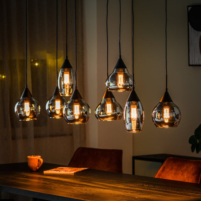 Hanglampen - Glazen Hanglamp Kesi 8 - lichts Smoke Glas - Dimehouse