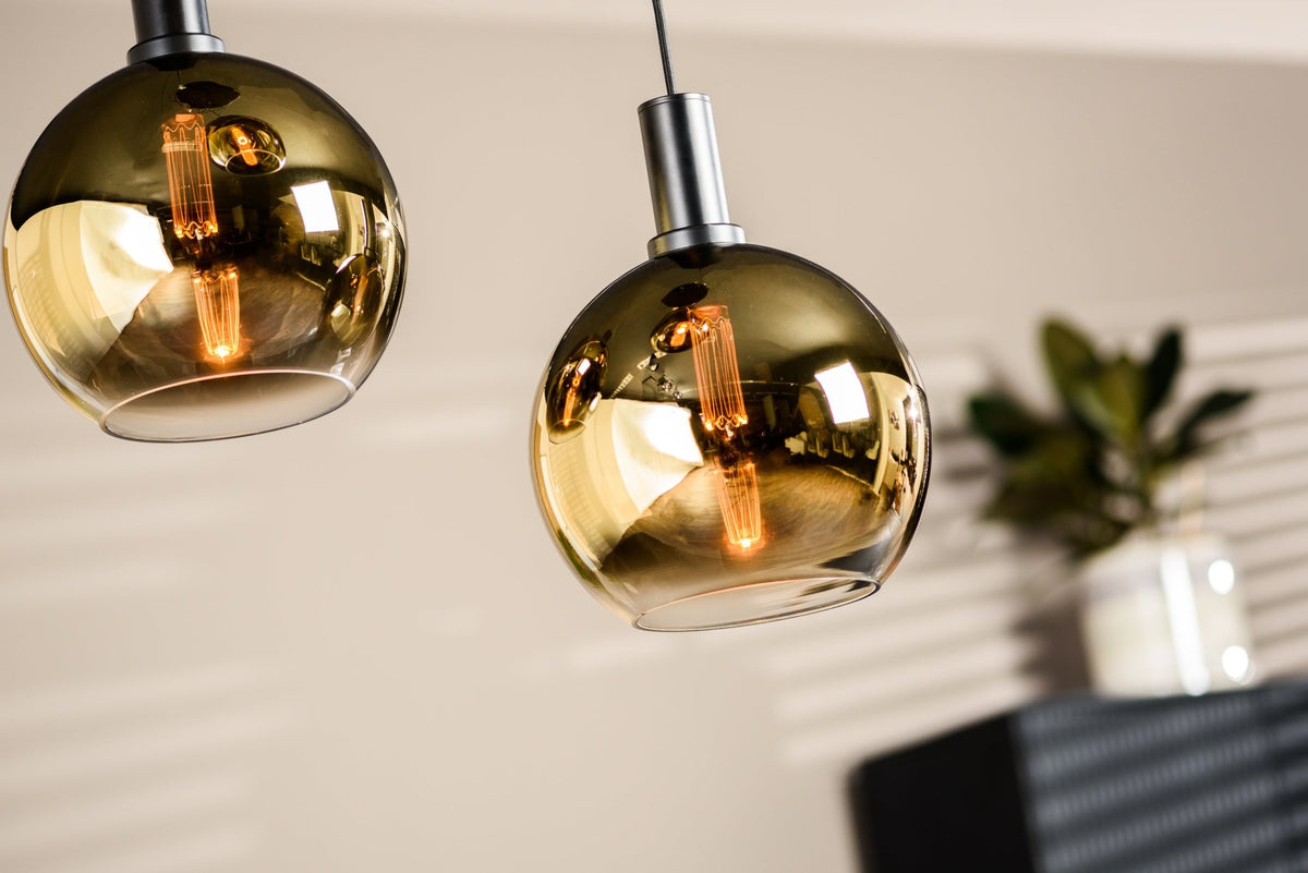 Hanglampen - Hanglamp Nala 3 - lichts getrapt glas goud - Dimehouse