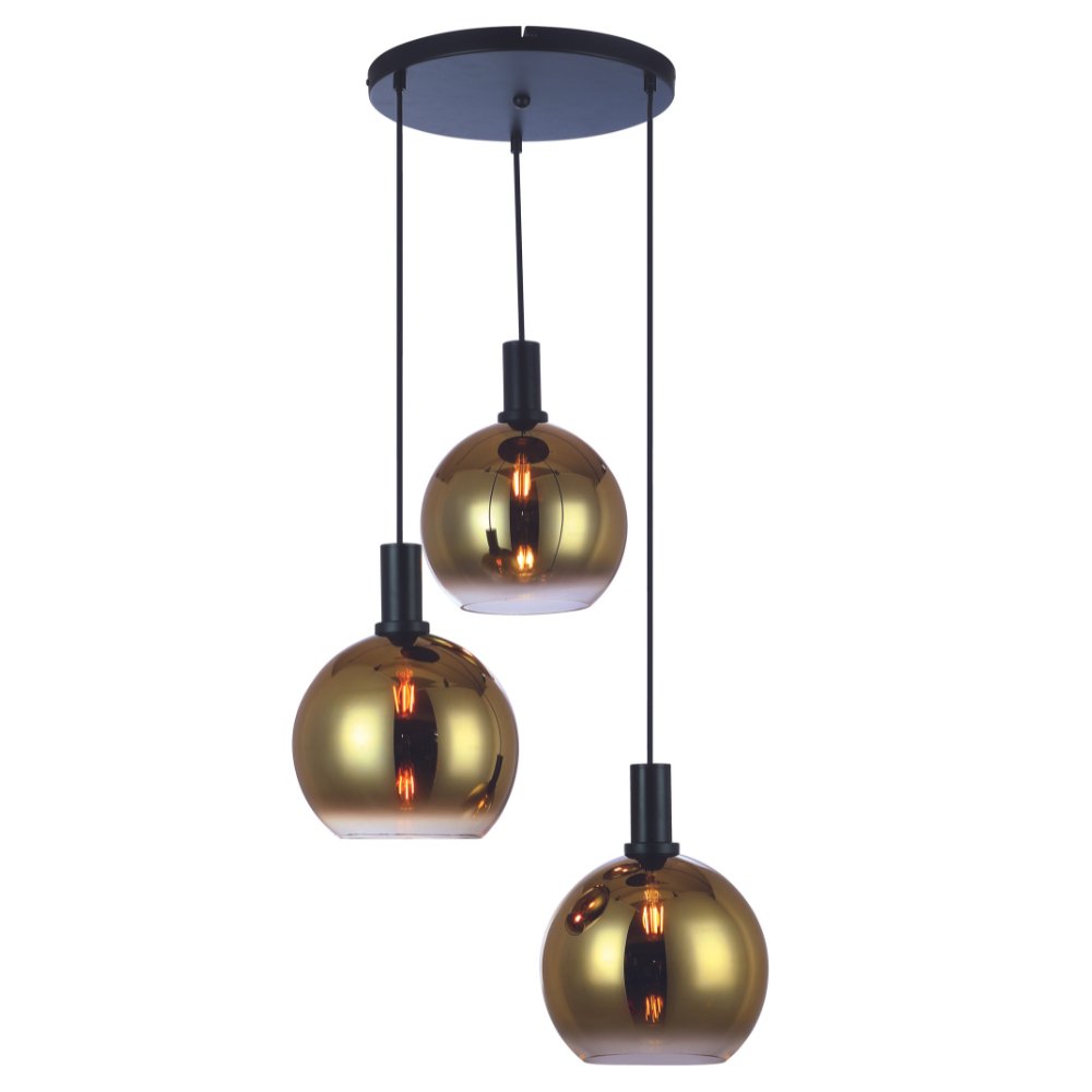 Hanglampen - Hanglamp Nala 3 - lichts getrapt glas goud - Dimehouse