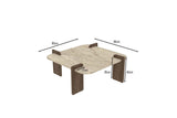 Tavolino Afrolli aspetto travertino noce 90x90 Aspetto travertino e noce Legno composito rivestito melaminico