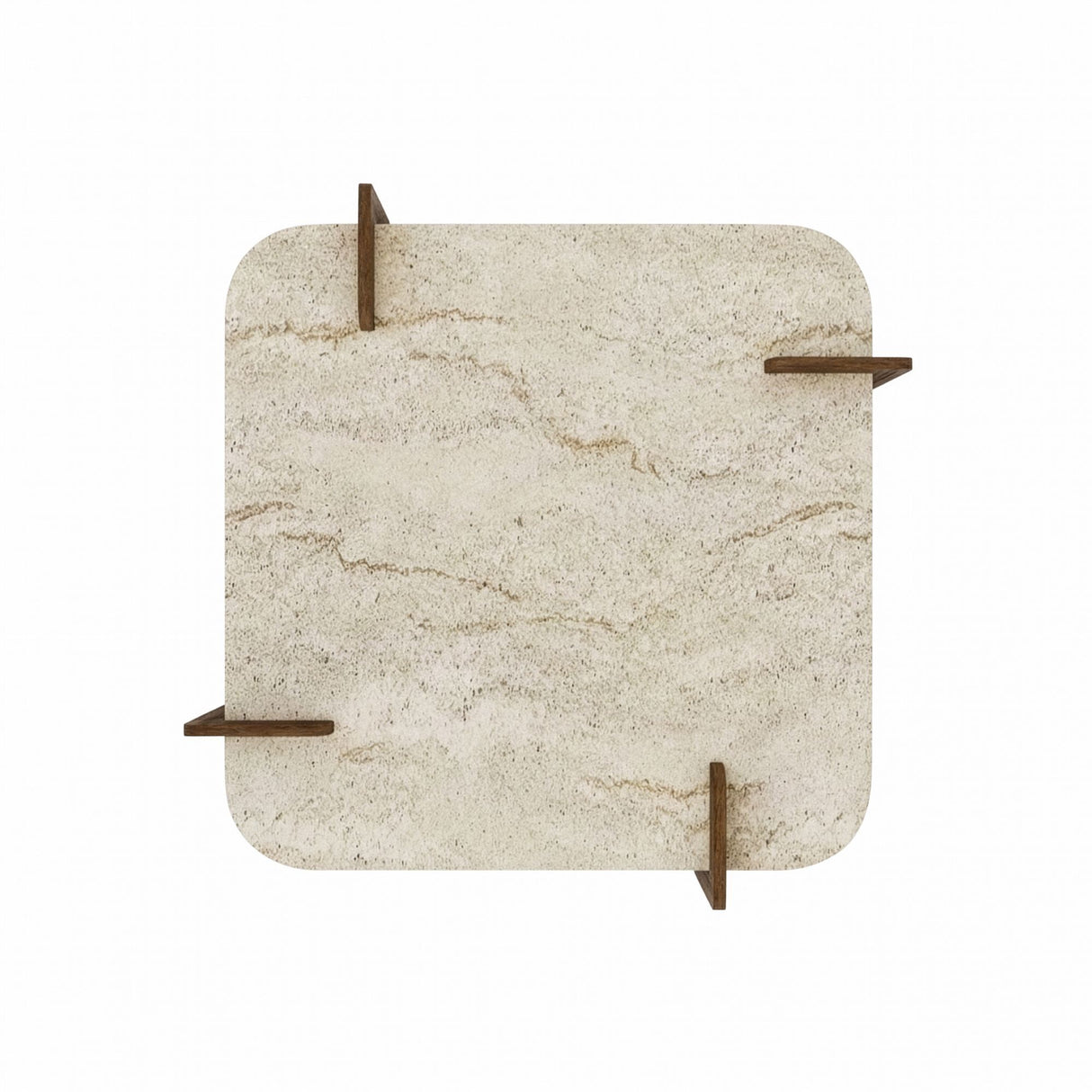 Tavolino Afrolli aspetto travertino noce 90x90 Aspetto travertino e noce Legno composito rivestito melaminico