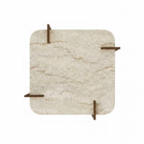 Tavolino Afrolli aspetto travertino noce 90x90 Aspetto travertino e noce Legno composito rivestito melaminico
