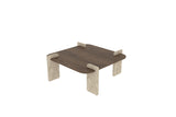 Tavolino Afrolli noce travertino 90 x 90 cm Noce, travertino Legno rivestito melaminico