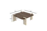 Tavolino Afrolli noce travertino 90 x 90 cm Noce, travertino Legno rivestito melaminico