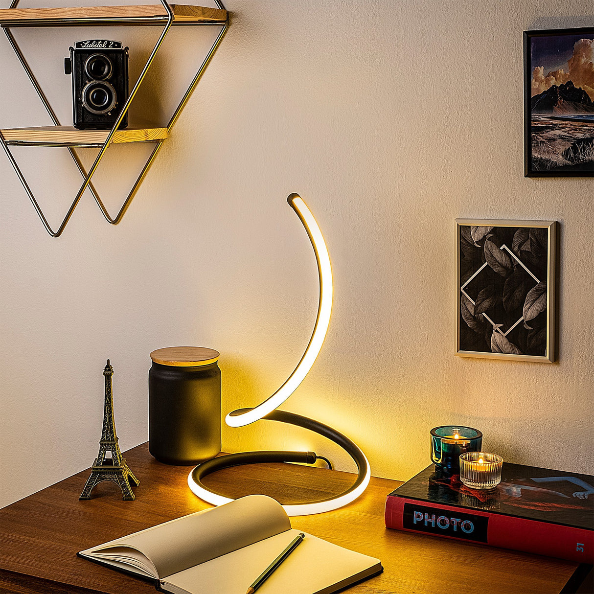 Tafellampen - Tafellamp Zwart Metaal Nightstrike - Dimehouse