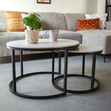 Salontafels - Salontafel set van 2 Trevor marmer wit rond - Dimehouse
