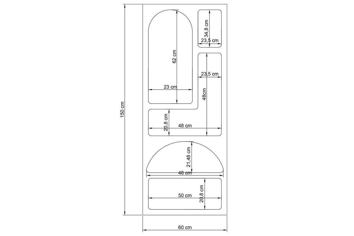 Libreria dalle forme organiche in nobilitato bianco Nolen 60x150x32 cm