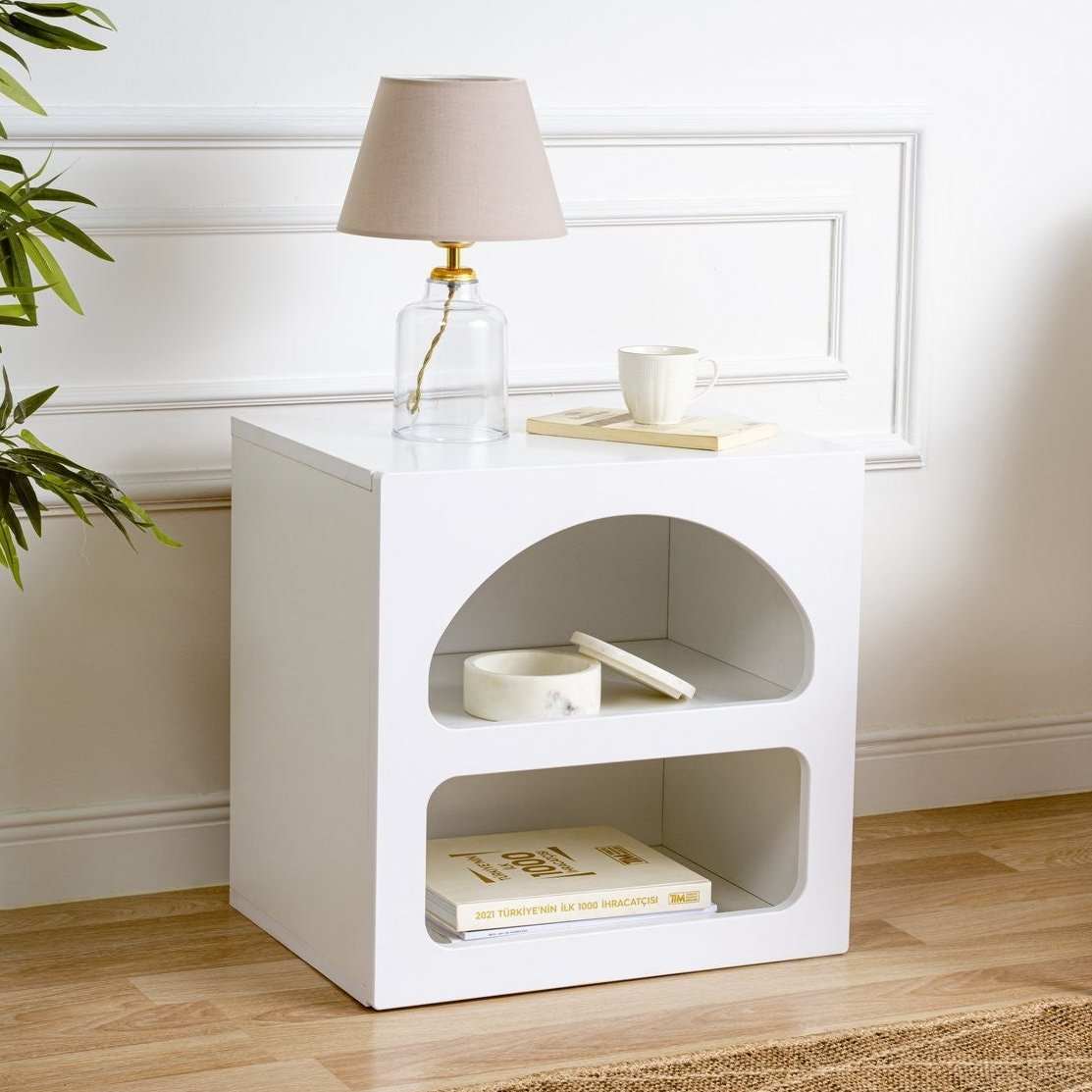 Comodino Lorin Melaminico Bianco 50x50x38 cm